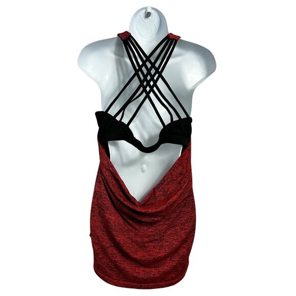 Athletic Top With Built In Bra Sz XL Heathered Strappy Back Layered Shirt Gym - Picture 7 of 9